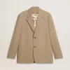 Beige enkelknäppt jacka för herr med oversized passform Beige enkelknäppt jacka för herr med oversized passform