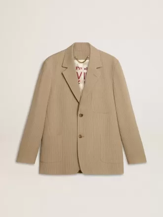Beige enkelknäppt jacka för herr med oversized passform