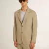 Beige enkelknäppt jacka för herr med oversized passform Beige enkelknäppt jacka för herr med oversized passform
