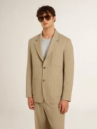 Beige enkelknäppt jacka för herr med oversized passform
