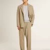 Beige enkelknäppt jacka för herr med oversized passform Beige enkelknäppt jacka för herr med oversized passform