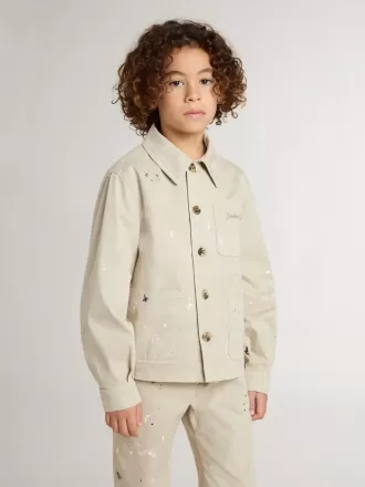 Beige jacka för barn med flerfärgade stänk