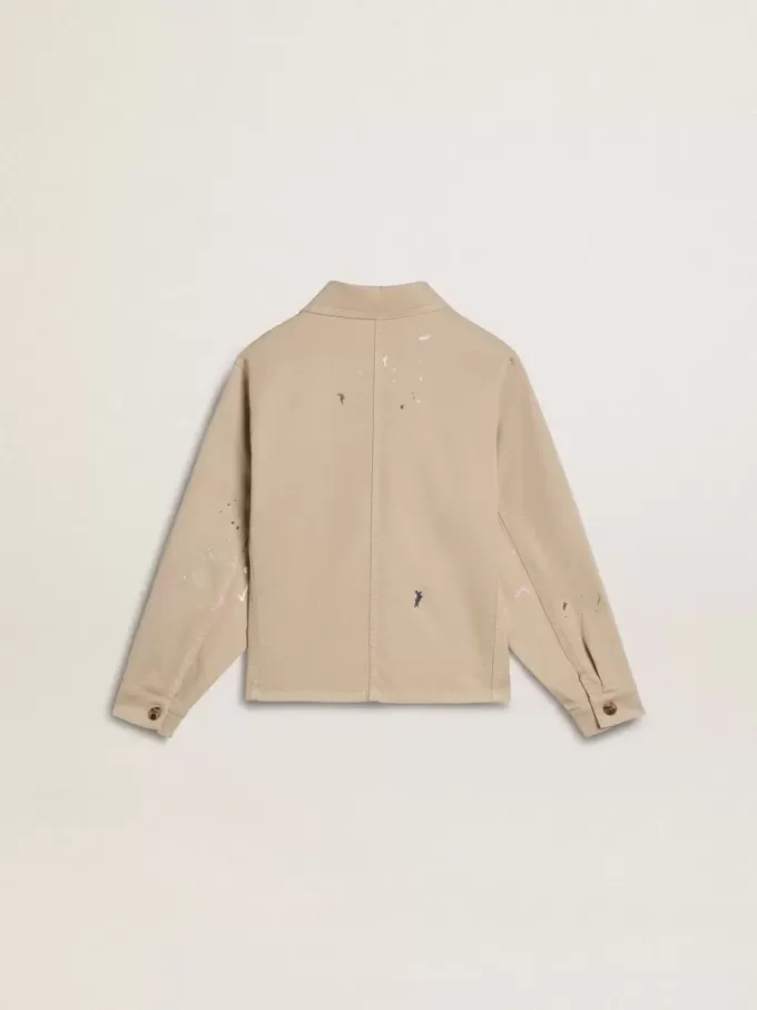 Beige jacka för barn med flerfärgade stänk