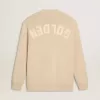 Beige kofta för herr med ”Golden”-text på ryggen Beige kofta för herr med ”Golden”-text på ryggen