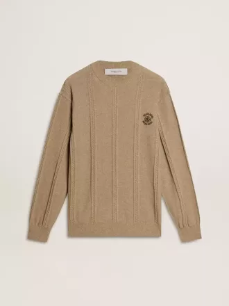 Beige tröja för herr med broderat logo