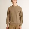 Beige tröja för herr med broderat logo Beige tröja för herr med broderat logo
