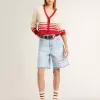 Bermudashorts för dam i denim med sliten effekt