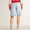 Bermudashorts för dam i denim med sliten effekt