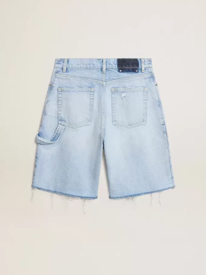 Bermudashorts för dam i denim med sliten effekt