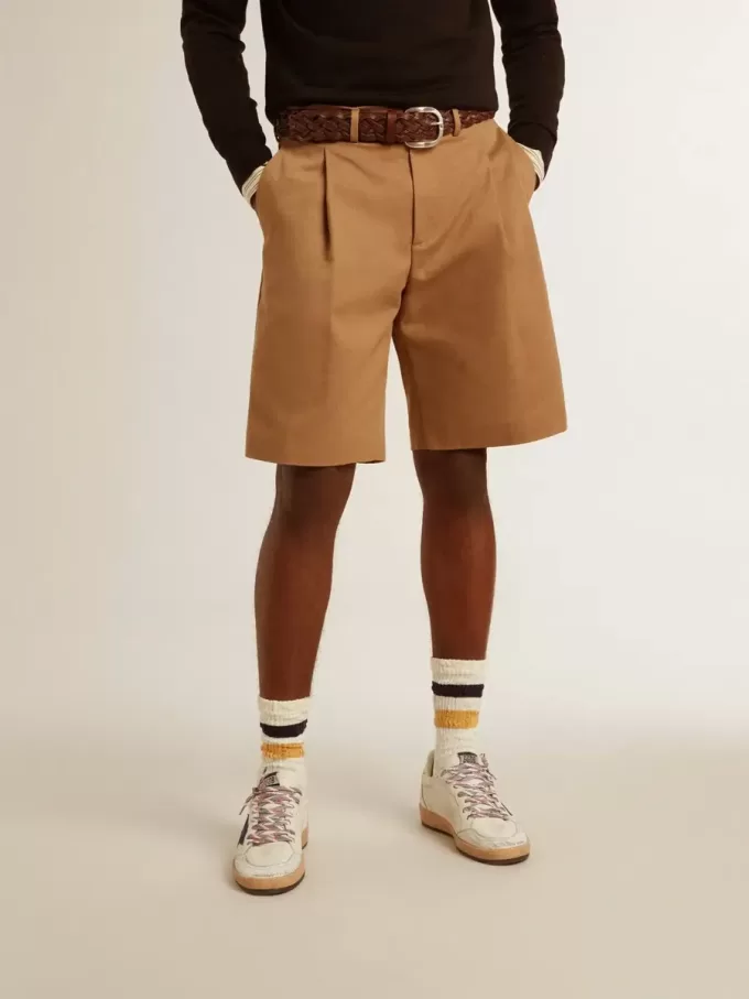Bermudashorts för herr i beige bomull