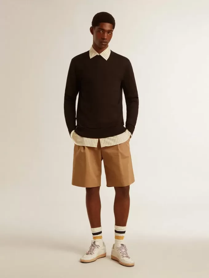 Bermudashorts för herr i beige bomull