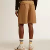 Bermudashorts för herr i beige bomull