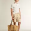 Bermudashorts för herr i beige denim med slitna detaljer
