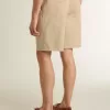 Bermudashorts för herr i beige denim med slitna detaljer