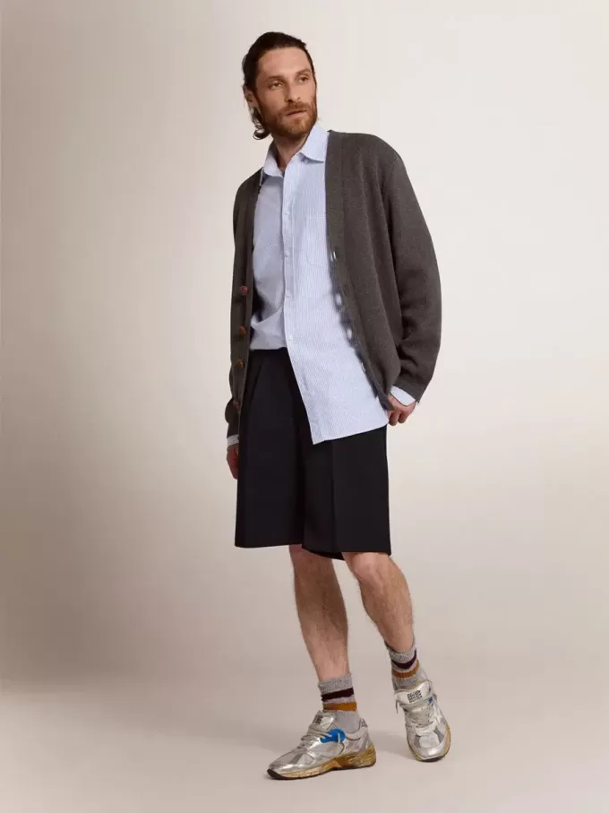 Bermudashorts för herr i mörkblå ull