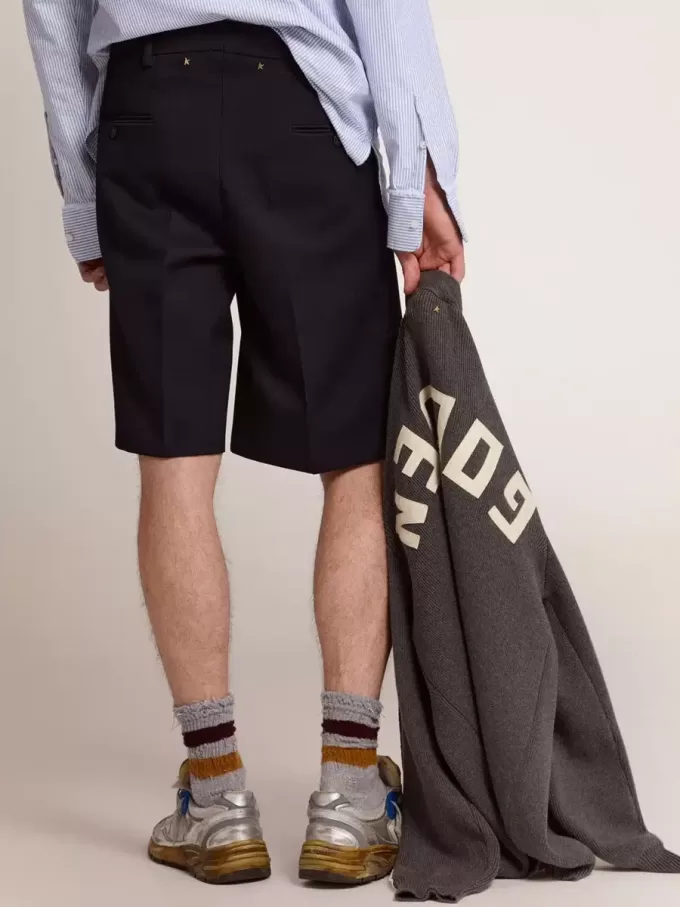Bermudashorts för herr i mörkblå ull