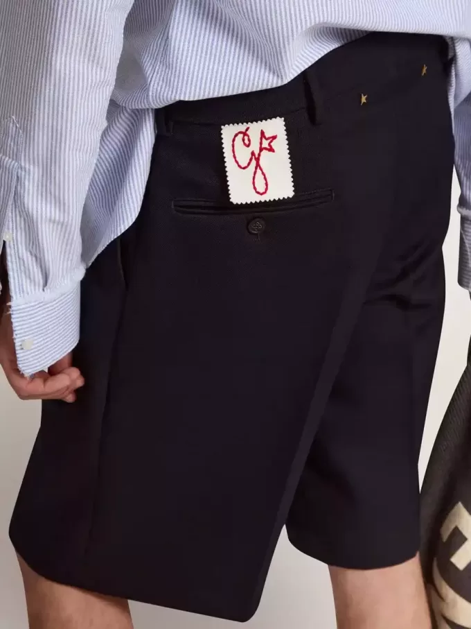 Bermudashorts för herr i mörkblå ull
