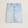 Bermudashorts i denim för herr med sliten effekt