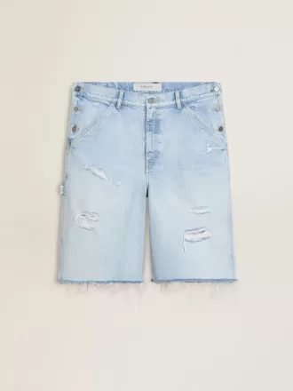 Bermudashorts i denim för herr med sliten effekt