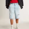 Bermudashorts i denim för herr med sliten effekt