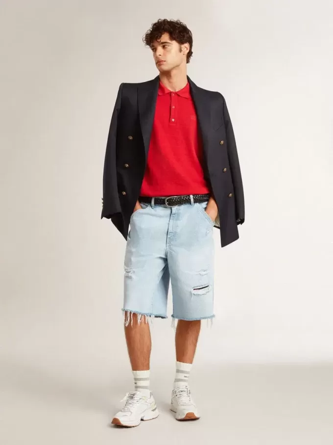Bermudashorts i denim för herr med sliten effekt