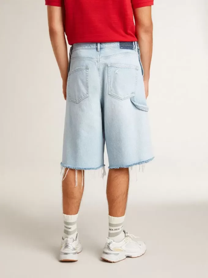 Bermudashorts i denim för herr med sliten effekt