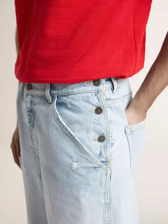 Bermudashorts i denim för herr med sliten effekt