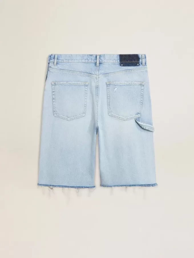 Bermudashorts i denim för herr med sliten effekt