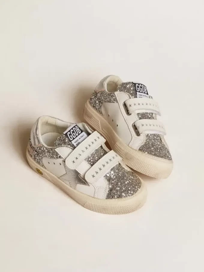 Biobaserade May Teen i glitter med silverstjärna och hälflik Biobaserade May Teen i glitter med silverstjärna och hälflik