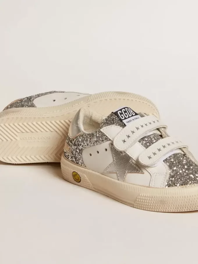 Biobaserade May Teen i glitter med silverstjärna och hälflik Biobaserade May Teen i glitter med silverstjärna och hälflik