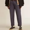 Blå chinos för herr med sliten effekt