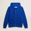 Blå hoodie för herr med text på baksidan Blå hoodie för herr med text på baksidan