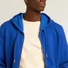Blå hoodie för herr med text på baksidan Blå hoodie för herr med text på baksidan