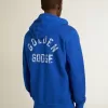 Blå hoodie för herr med text på baksidan Blå hoodie för herr med text på baksidan