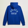 Blå hoodie för herr med text på baksidan Blå hoodie för herr med text på baksidan