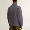 Blå jacka för herr i denim bomull med slitna detaljer