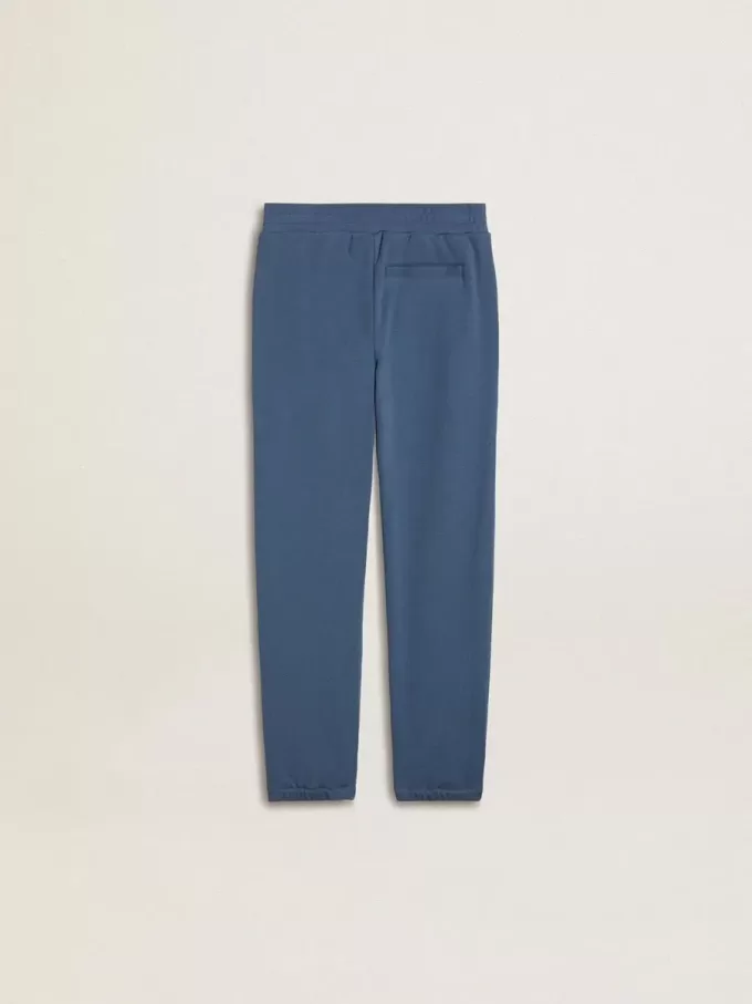 Blå joggingbyxor för barn med broderi