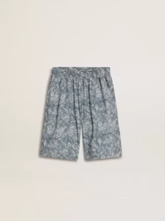 Blå shorts för pojkar med vitt tryck