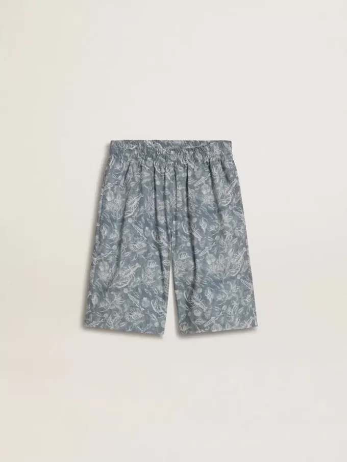 Blå shorts för pojkar med vitt tryck