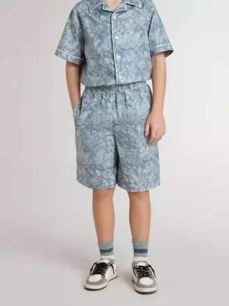 Blå shorts för pojkar med vitt tryck