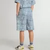 Blå shorts för pojkar med vitt tryck