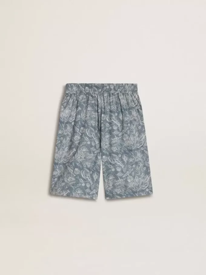 Blå shorts för pojkar med vitt tryck