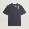 Blå T-shirt för herr med vitt tryck