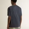 Blå T-shirt för herr med vitt tryck
