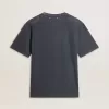 Blå T-shirt för herr med vitt tryck