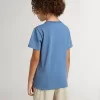 Blå T-shirt för pojkar med vitt tryck