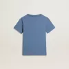 Blå T-shirt för pojkar med vitt tryck