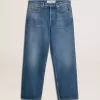 Blåa, löst sittande jeans i medium tvätt