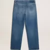 Blåa, löst sittande jeans i medium tvätt