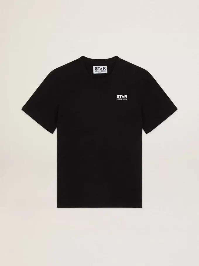 Black Star Collection T-shirt med kontrasterande vit logotyp och stjärna